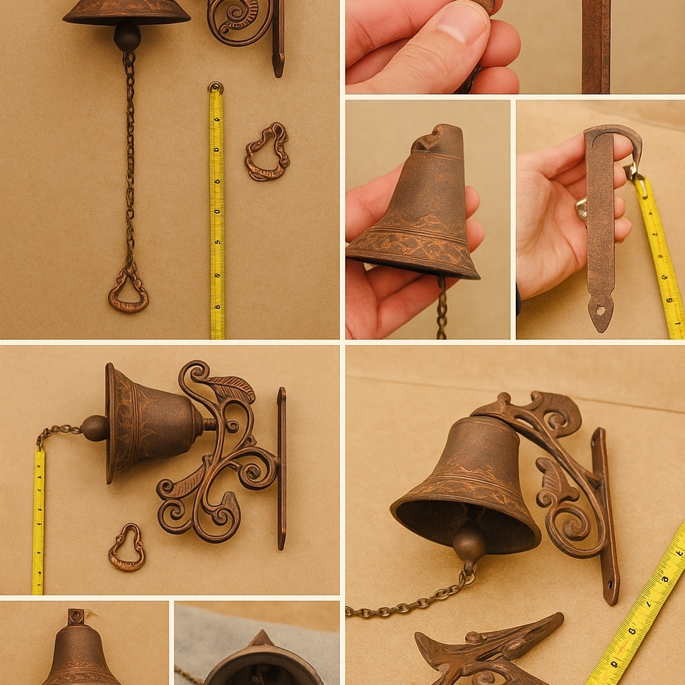 Antique Copper Wall-Mounted Dinner Bell – Ornate Scrollwork Farmhouse Décor - Picture 3 of 7